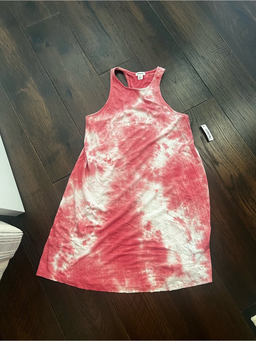Tank knit pink tie dye swing dress
